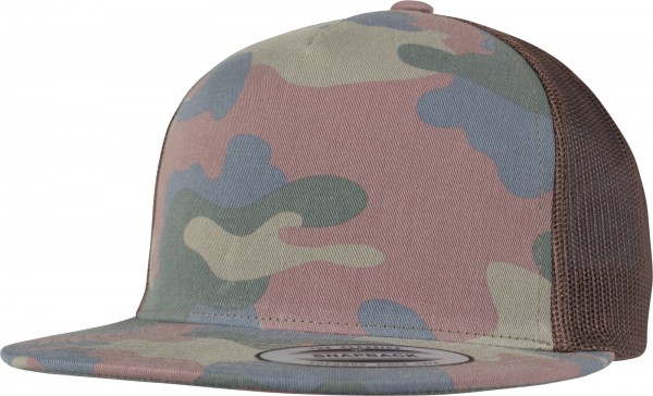 6006TC Flat Trucker Cap camouflage multi wood